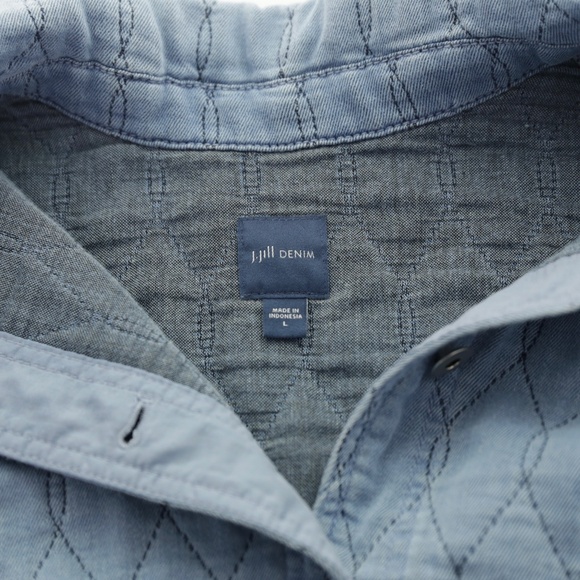 J. Jill Denim Quilted Soft Lightweight Button Chambray Barn Jacket Shacket L - Picture 5 of 5